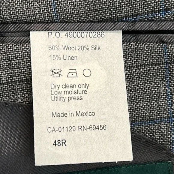 Ralph Lauren 48R Gray Plaid Blue Blazer Suit Jacket Sport Coat Two Button Wool - Picture 10 of 16